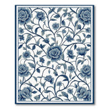 Blue and Teal Navy Blue Peony Chinoiserie Area Rug