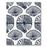 ODIKA Navy Blue Abstract Fan Washable Rug - Low Pile Non-Slip Area Rug