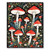 Enchanted Red Mushroom Wildflower Area Rug