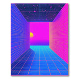 Neon Grid Tunnel Sunset Area Rug