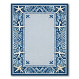 ODIKA Coastal Starfish Navy Blue Washable Area Rug - Low Pile Non-Slip