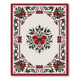 Red Floral Border Vintage Area Rug