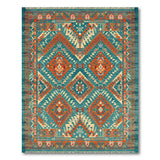 Teal Terracotta Heritage Tribal Geometric Rug