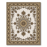 Ornate Gold Medallion Ivory Area Rug