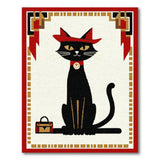 Black Cat in Red Sombrero Southwestern Rug