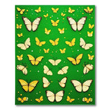 Whimsical Yellow Butterflies Green Area Rug