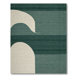 Abstract Curved Arch Green Striped Area Rug