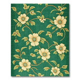 Emerald Green Floral Vintage Area Rug with Cream Blooms