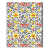Vibrant Yellow Red Floral Grey Area Rug