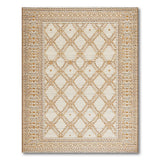 Ivory Geometric Trellis Area Rug with Diamond Motifs
