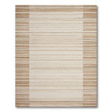 Beige Striped Geometric Modern Area Rug