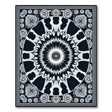 Mandala Black White Geometric Area Rug