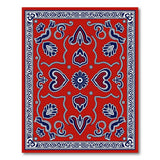 ODIKA Red & Blue Bohemian Medallion Washable Area Rug, Low Pile Non-Slip Traditional Living Room Carpet