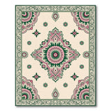Pink Green Traditional Persian Mandala Area Rug