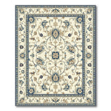 Ivory Blue Floral Traditional Persian Area Rug