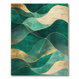 Emerald Gold Abstract Wave Area Rug
