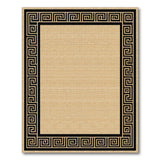 Beige and Neutral Beige Area Rug with Black Greek Key Border
