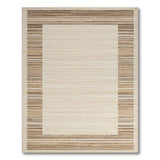 Beige Woven Border Area Rug with Tan Stripes