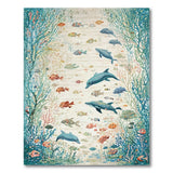 Teal Dolphins Coral Reef Ocean Fish Rug