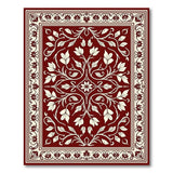 Red Persian Floral Area Rug with Ornate Ivory Border