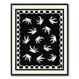 Black White Abstract Leaf Area Rug