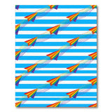 Rainbow Paper Planes Blue Striped Area Rug