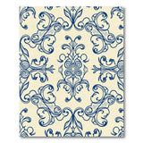 Blue and Teal Navy Blue Damask Floral Area Rug