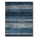 Geometric Modern Blue and Teal Blue Teal Striped Geometric Area Rug