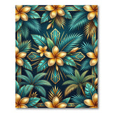 Art Deco Teal Gold Frangipani Rug