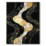 Luxe Gold Marble Wave Abstract Area Rug