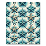 Blue and Teal Teal Starfish Coastal Beach Area Rug