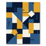 Geometric Navy Blue Mustard Yellow Area Rug