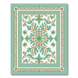 Teal Gold Floral Medallion Area Rug
