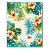 ODIKA Tropical Floral Washable Rug - Low Pile Non-Slip Botanical Palm Leaf Carpet, Pet & Kid Friendly