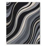Fluid Waves Black White Abstract Area Rug