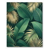 Lush Green Gold Palm Leaf Washable Area Rug