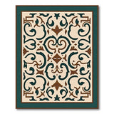 Teal Ornate Floral Scroll Area Rug