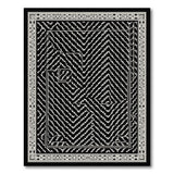 Black White Geometric Labyrinth Rug