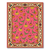 Whimsical Pumpkin Hummingbird Pink Area Rug