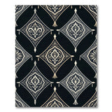 Elegant Black Ivory Diamond Medallion Rug