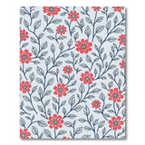 Red Floral Line Art Area Rug