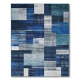 Blue Teal Geometric Patchwork Blue and Teal Area Rug