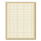 Beige Grid Graph Area Rug with Gold Border