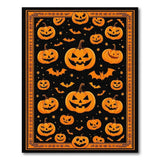 ODIKA Washable Halloween Rug - Jack-o'-Lantern & Bat Pattern, Non-Slip Low Pile Area Rug