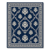 Navy Blue Acanthus Floral Damask Area Rug