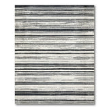 Black White Striped Distressed Vintage Rug