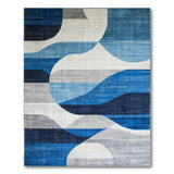 Geometric Modern Abstract Blue Wave Geometric Area Rug