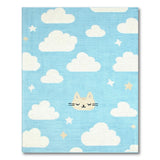 Dreamy Cat Clouds Blue Kids Area Rug