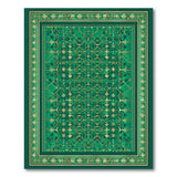 Emerald Green Persian Rug with Intricate Gold Patterns