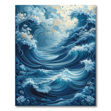 ODIKA Artistic Great Wave Blue Washable Rug - Low Pile Non-Slip Area Rug